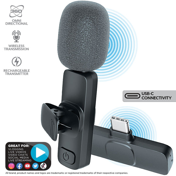 Bluetooth Mini Microphone Wireless Lavalier Noise Reduction Microphone for  iPhone / iPad, with 8 