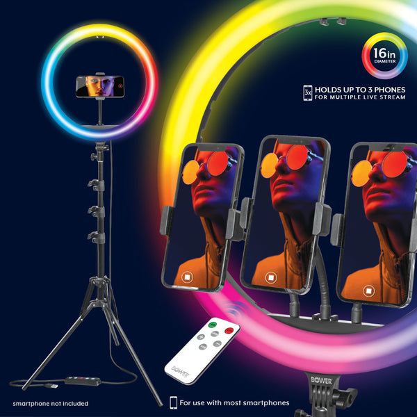BOWER Studio-Set Ringlicht – Flexibler Arm Mit Mikrofonhalter & Smartphone-Clip – Perfekt Für Streamer & Content Creator