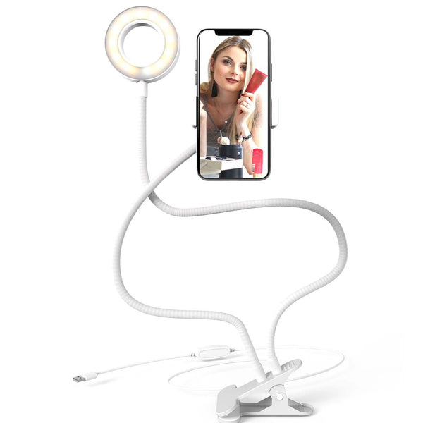 Selfie ring light flexible support bureau téléphone fixation pince