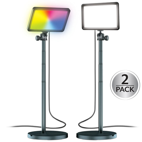 Bower 8" Creator LED RGB Light Kit 2-Pack w/ 32" Extendable Aluminum Stands , Perfect for Content Creation
